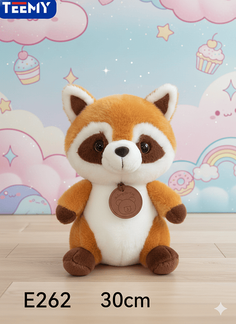 PELUCHE MAPACHE 30 CM , PRECIO PUBLICADO ES AL POR MAYOR Y DEBEN SER 3 UNIDADES DEL MISMO  (E262)