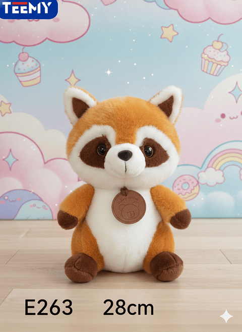 PELUCHE MAPACHE 28 CM , PRECIO PUBLICADO ES AL POR MAYOR Y DEBEN SER 3 UNIDADES DEL MISMO  (E263)