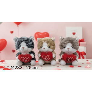 PELUCHE GATO AMOR 20 CM, PRECIO PUBLICADO ES AL POR MAYOR Y DEBEN SER 3 UNIDADES DEL MISMO 