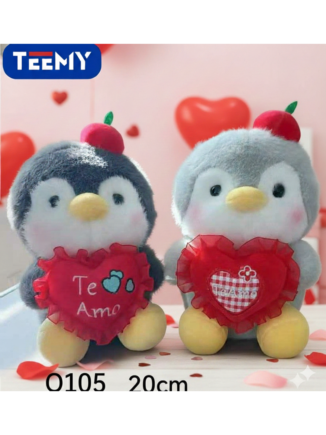 PELUCHE PINGUINO 20 CM AMOR , PRECIO PUBLICADO ES AL POR MAYOR Y DEBEN SER 3 UNIDADES DEL MISMO  1