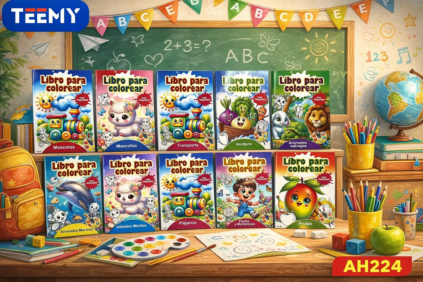 LIBRO PARA COLOREAR PAQUETE 12 PIEZAS SURTIDO (AH224) 1