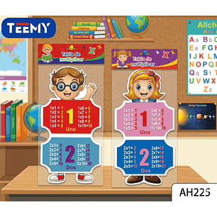 TABLAS APRENDER MULTIPLICAR PAQUETE 12 PIEZAS ( 6 NIÑO Y 6 NIÑA )