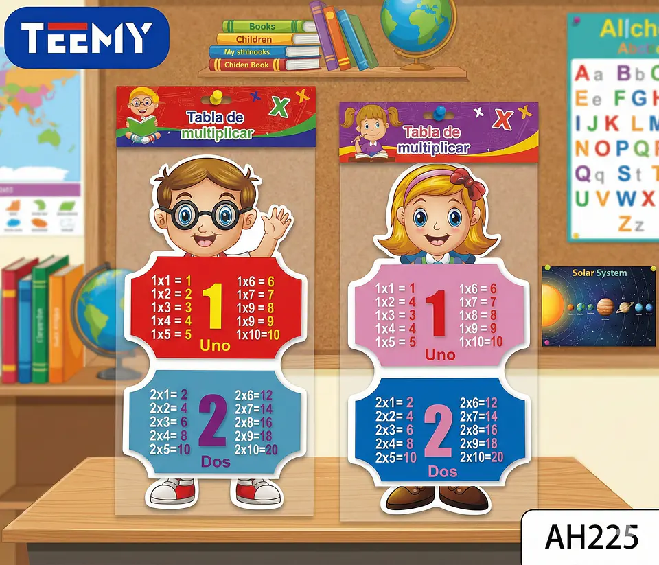 TABLAS APRENDER MULTIPLICAR PAQUETE 12 PIEZAS ( 6 NIÑO Y 6 NIÑA ) (AH225) 1