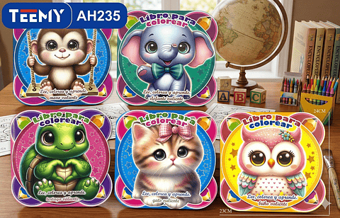 LIBRO PARA COLOREAR PAQUETE 12 PIEZAS SURTIDO (AH235)