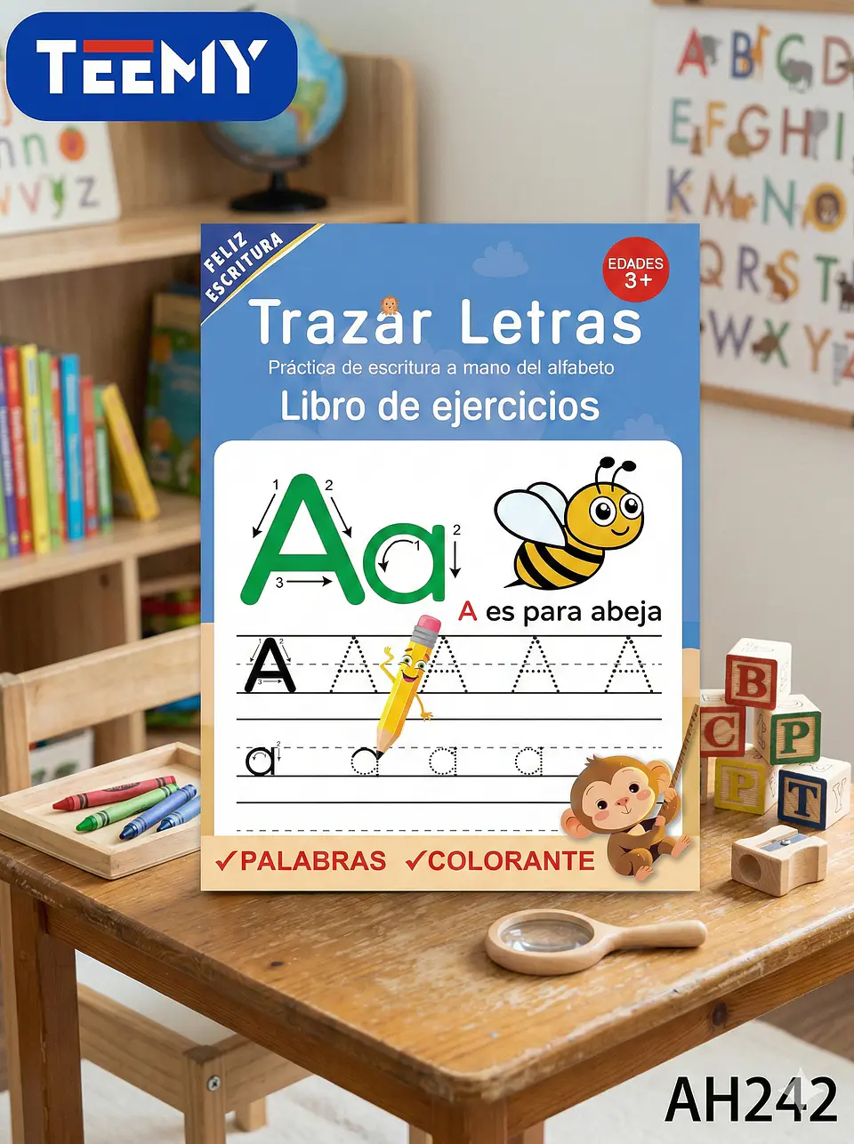 LIBRO COLOREAR Y TRAZAR LETRAS NUMEROS YPAQUETE 12 PIEZAS (AH242) 1