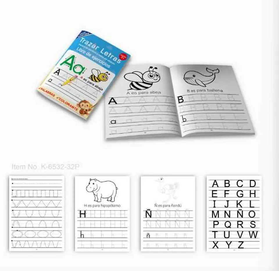 LIBRO COLOREAR Y TRAZAR LETRAS NUMEROS YPAQUETE 12 PIEZAS (AH242) 2