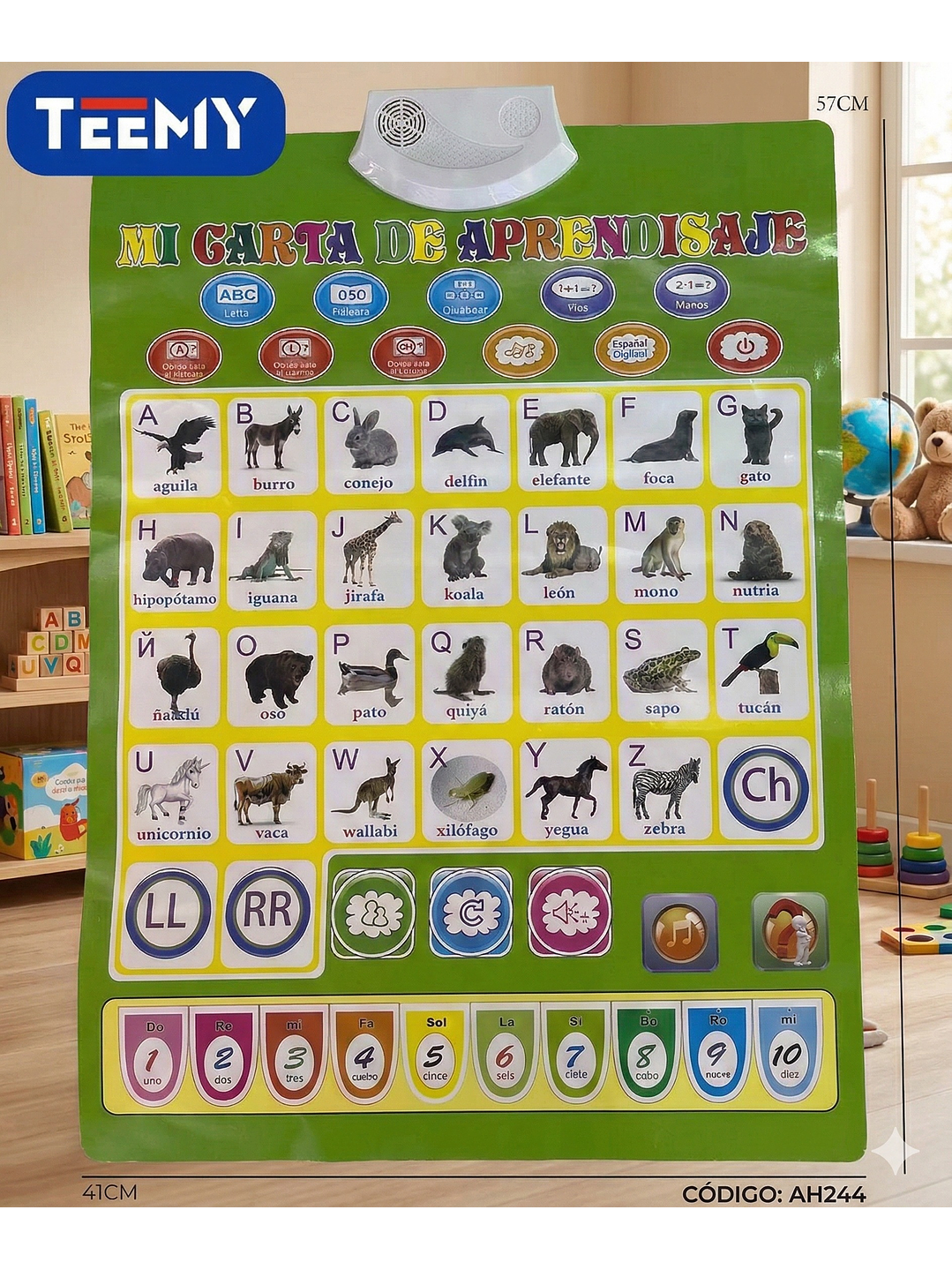 CUADRO ELECTRONICO DE APRENDIZAJE ANIMALES LETRAS Y NUMEROS , PRECIO PUBLICADO ES AL POR MAYOR Y DEBEN SER 3 UNIDADES DEL MISMO  1