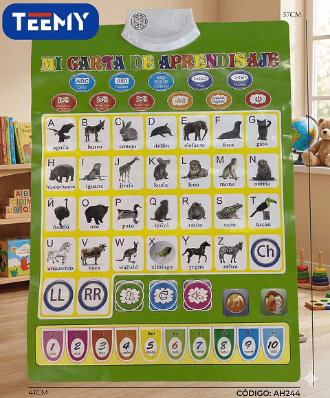 CUADRO ELECTRONICO DE APRENDIZAJE ANIMALES LETRAS Y NUMEROS , PRECIO PUBLICADO ES AL POR MAYOR Y DEBEN SER 3 UNIDADES DEL MISMO 