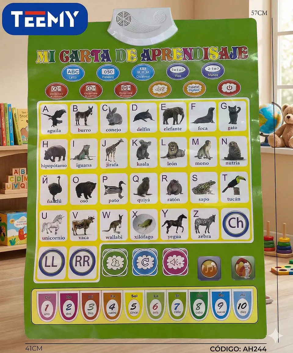 CUADRO ELECTRONICO DE APRENDIZAJE ANIMALES LETRAS Y NUMEROS , 3 DEL MISMO POR MAYOR  (AH244) 1