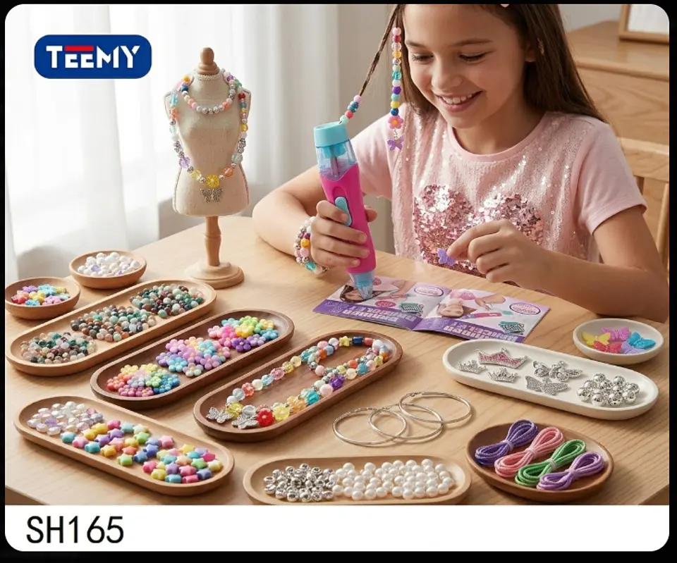 JUEGO DE MANUALIDADES CABELLO Y PULSERAS, 3 DEL MISMO POR MAYOR  (SH165) 1