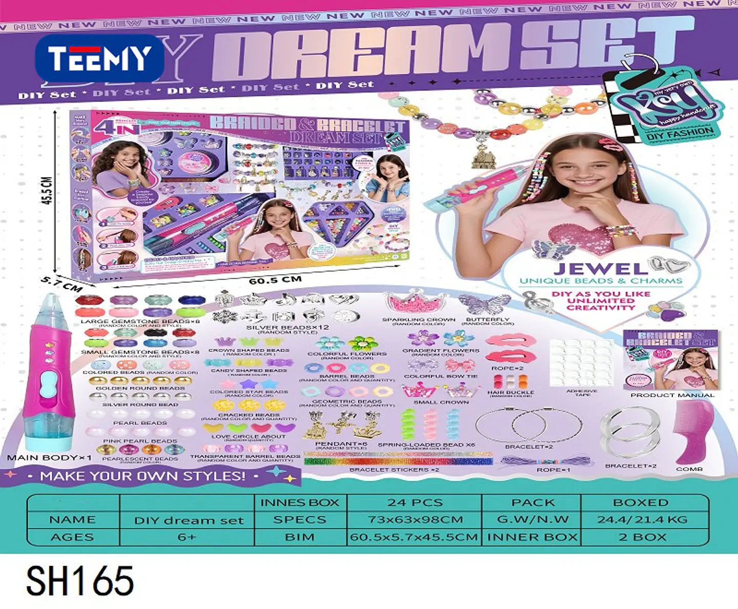 JUEGO DE MANUALIDADES CABELLO Y PULSERAS, 3 DEL MISMO POR MAYOR  (SH165) 2