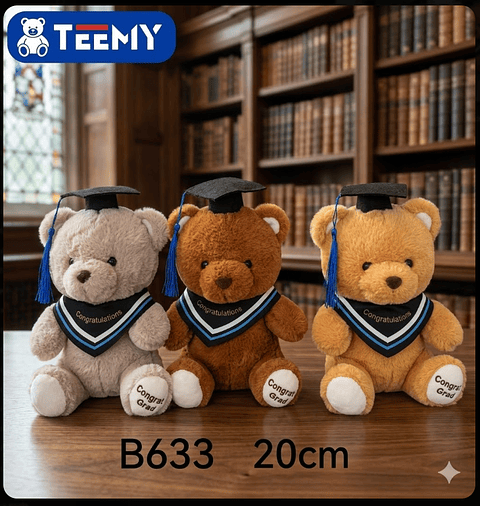 PELUCHE OSO DE GRADUACION ( LICENCIATURA ) 20 CM  , PRECIO PUBLICADO ES AL POR MAYOR Y DEBEN SER 3 UNIDADES DEL MISMO 