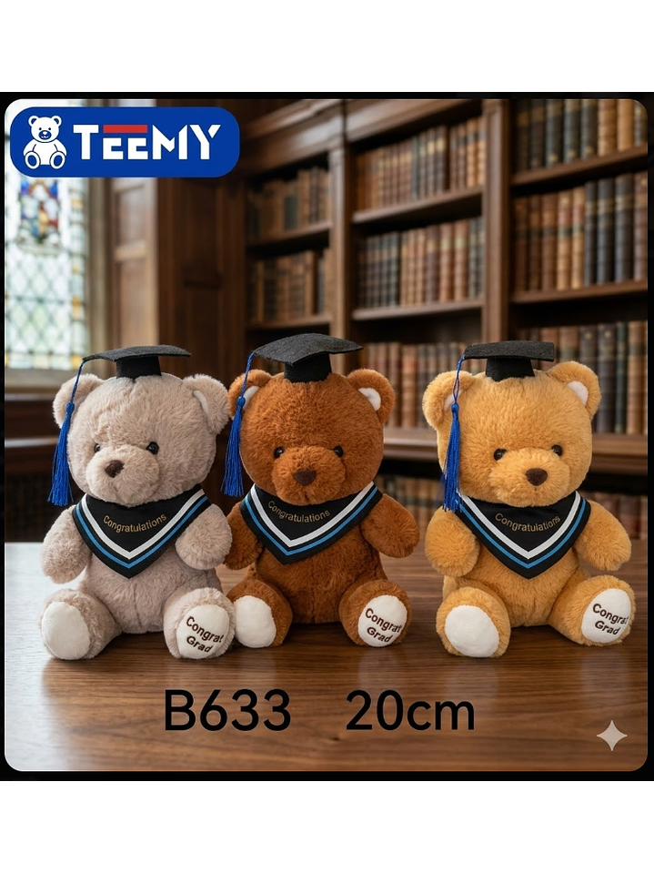 PELUCHE OSO DE GRADUACION ( LICENCIATURA ) 20 CM  , PRECIO PUBLICADO ES AL POR MAYOR Y DEBEN SER 3 UNIDADES DEL MISMO  1