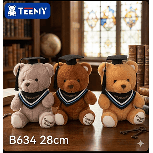 PELUCHE OSO DE GRADUACION ( LICENCIATURA ) 25 CM  , PRECIO PUBLICADO ES AL POR MAYOR Y DEBEN SER 3 UNIDADES DEL MISMO 