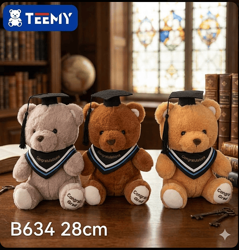 PELUCHE OSO DE GRADUACION ( LICENCIATURA ) 25 CM  , PRECIO PUBLICADO ES AL POR MAYOR Y DEBEN SER 3 UNIDADES DEL MISMO 