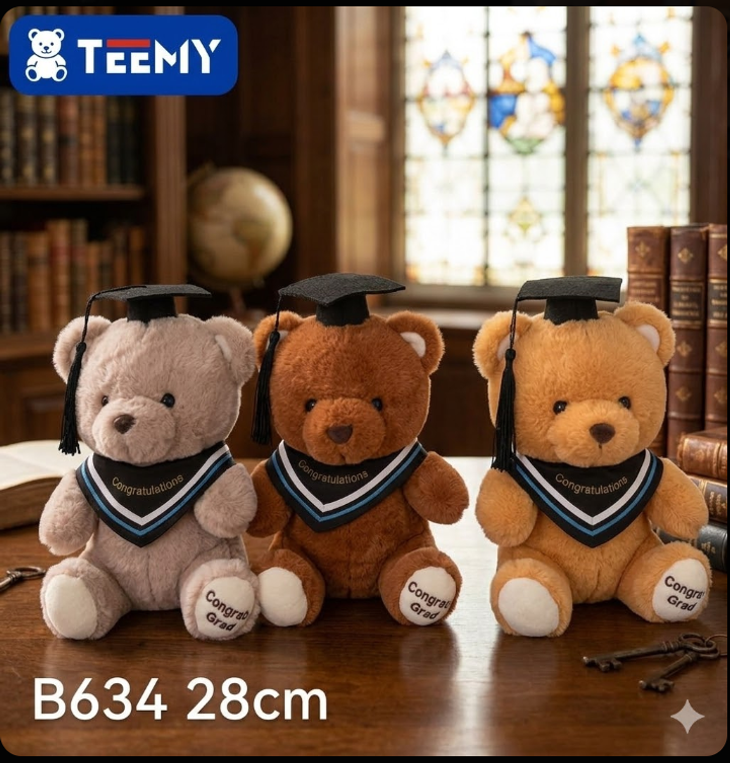 PELUCHE OSO DE GRADUACION ( LICENCIATURA ) 25 CM  , PRECIO PUBLICADO ES AL POR MAYOR Y DEBEN SER 3 UNIDADES DEL MISMO  (B634) 1