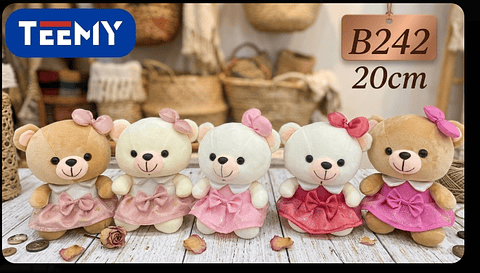 PELUCHE OSO 20 CM  , PRECIO PUBLICADO ES AL POR MAYOR Y DEBEN SER 3 UNIDADES DEL MISMO  (B242)