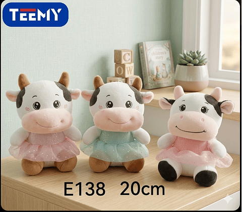 PELUCHE VACA 20 CM, PRECIO PUBLICADO ES AL POR MAYOR Y DEBEN SER 3 UNIDADES DEL MISMO 