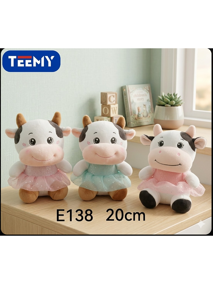 PELUCHE VACA 20 CM, PRECIO PUBLICADO ES AL POR MAYOR Y DEBEN SER 3 UNIDADES DEL MISMO  1