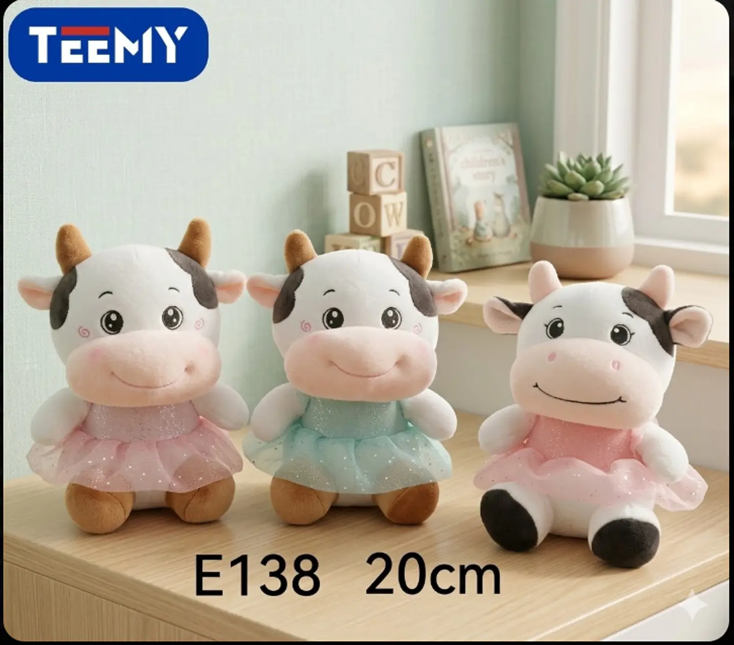 PELUCHE VACA 20 CM, 3 DEL MISMO POR MAYOR  (E138) 1