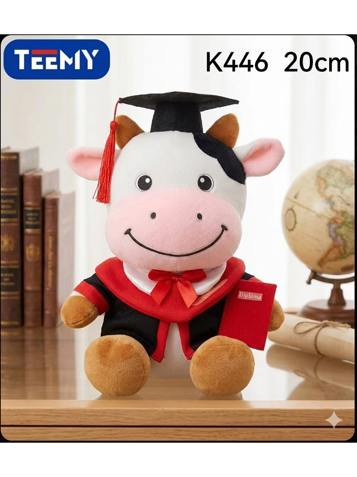 PELUCHE VACA 20 GRADUACION (LICENCIATURA) CM, PRECIO PUBLICADO ES AL POR MAYOR Y DEBEN SER 3 UNIDADES DEL MISMO  1