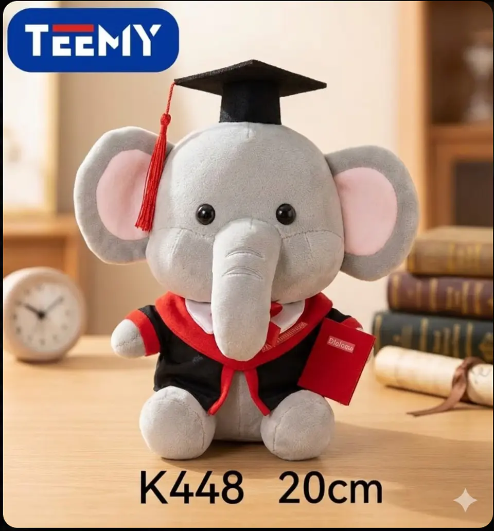 PELUCHE ELEFANTE 20 CM GRADUACION (LICENCIATURA) , 3 DEL MISMO POR MAYOR  (K448) 1