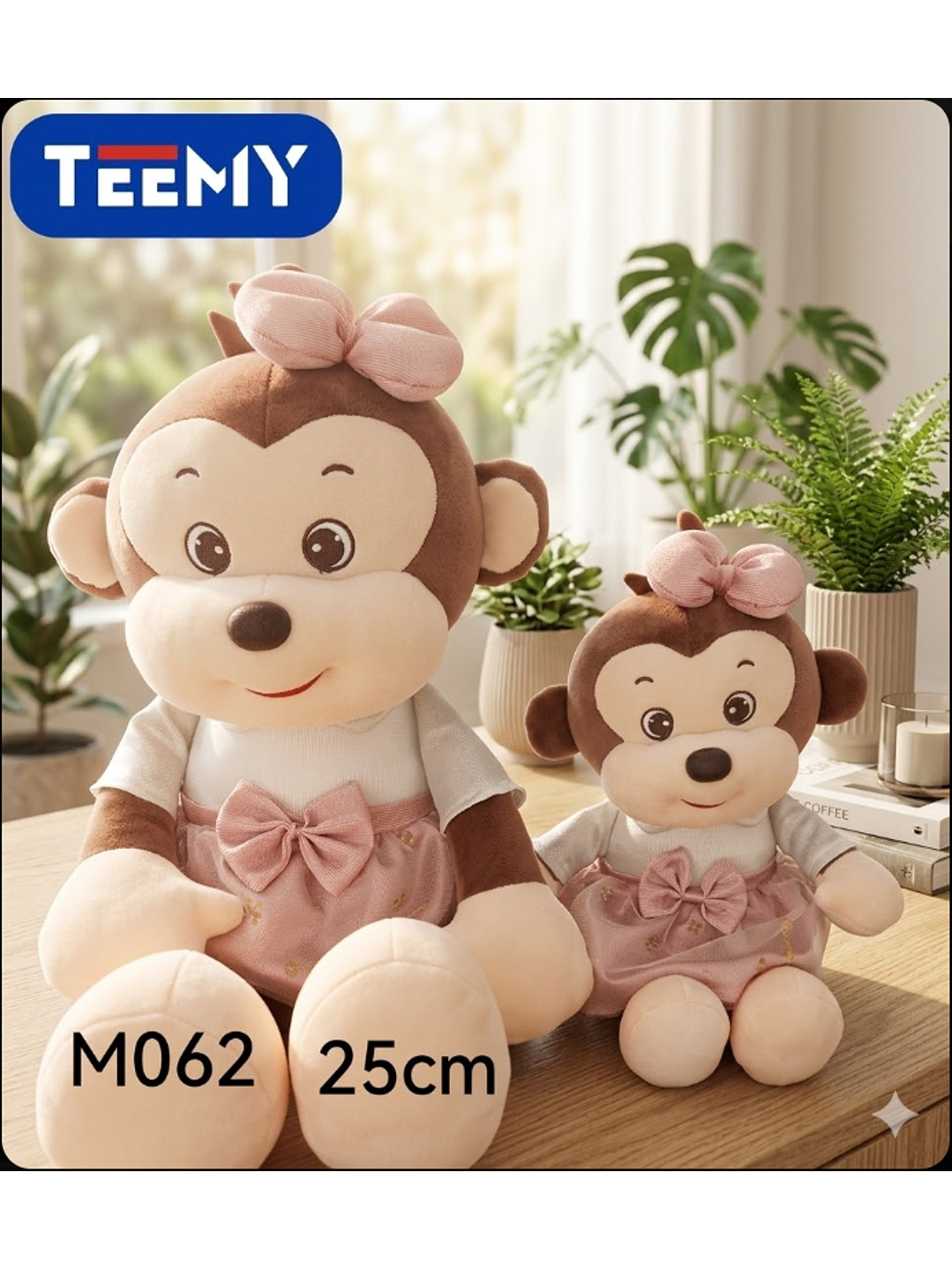 PELUCHE MONO AMOR 25 CM, PRECIO PUBLICADO ES AL POR MAYOR Y DEBEN SER 3 UNIDADES DEL MISMO  1