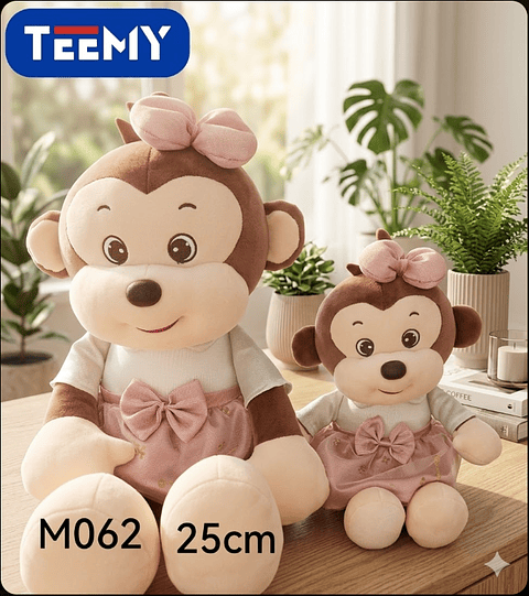 PELUCHE MONO AMOR 25 CM, PRECIO PUBLICADO ES AL POR MAYOR Y DEBEN SER 3 UNIDADES DEL MISMO 