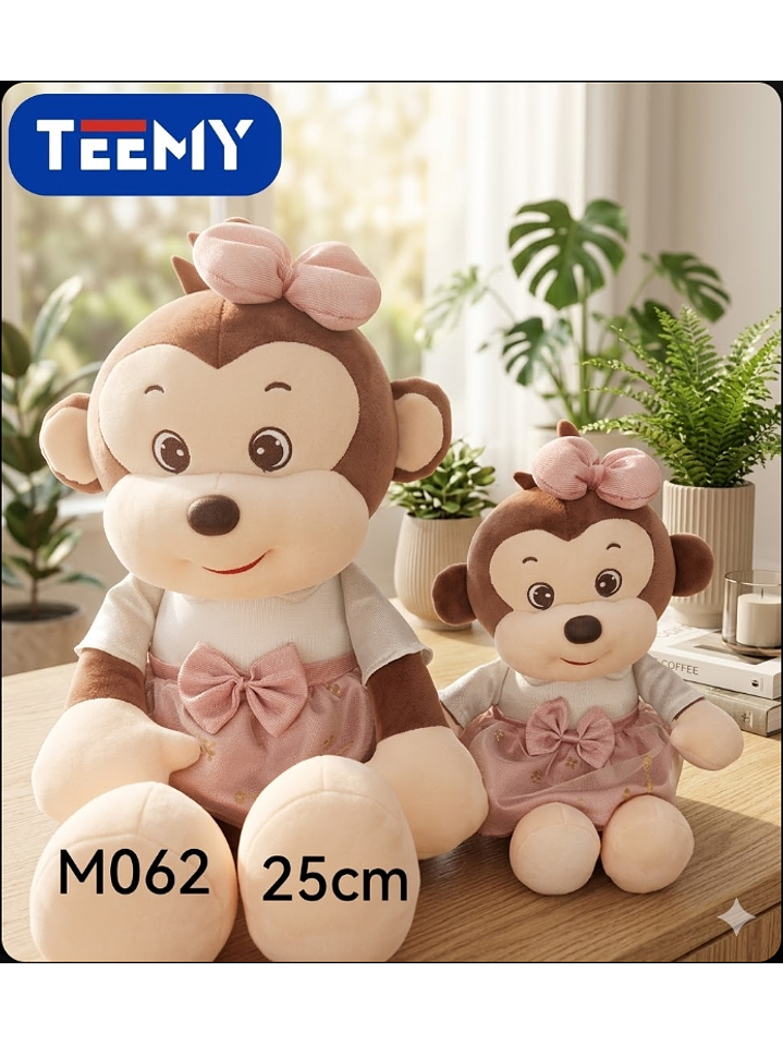PELUCHE MONO AMOR 25 CM, PRECIO PUBLICADO ES AL POR MAYOR Y DEBEN SER 3 UNIDADES DEL MISMO  1