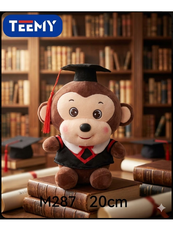 PELUCHE MONO 20 CM GRADUACION (LICENTIATURA) , PRECIO PUBLICADO ES AL POR MAYOR Y DEBEN SER 3 UNIDADES DEL MISMO  1