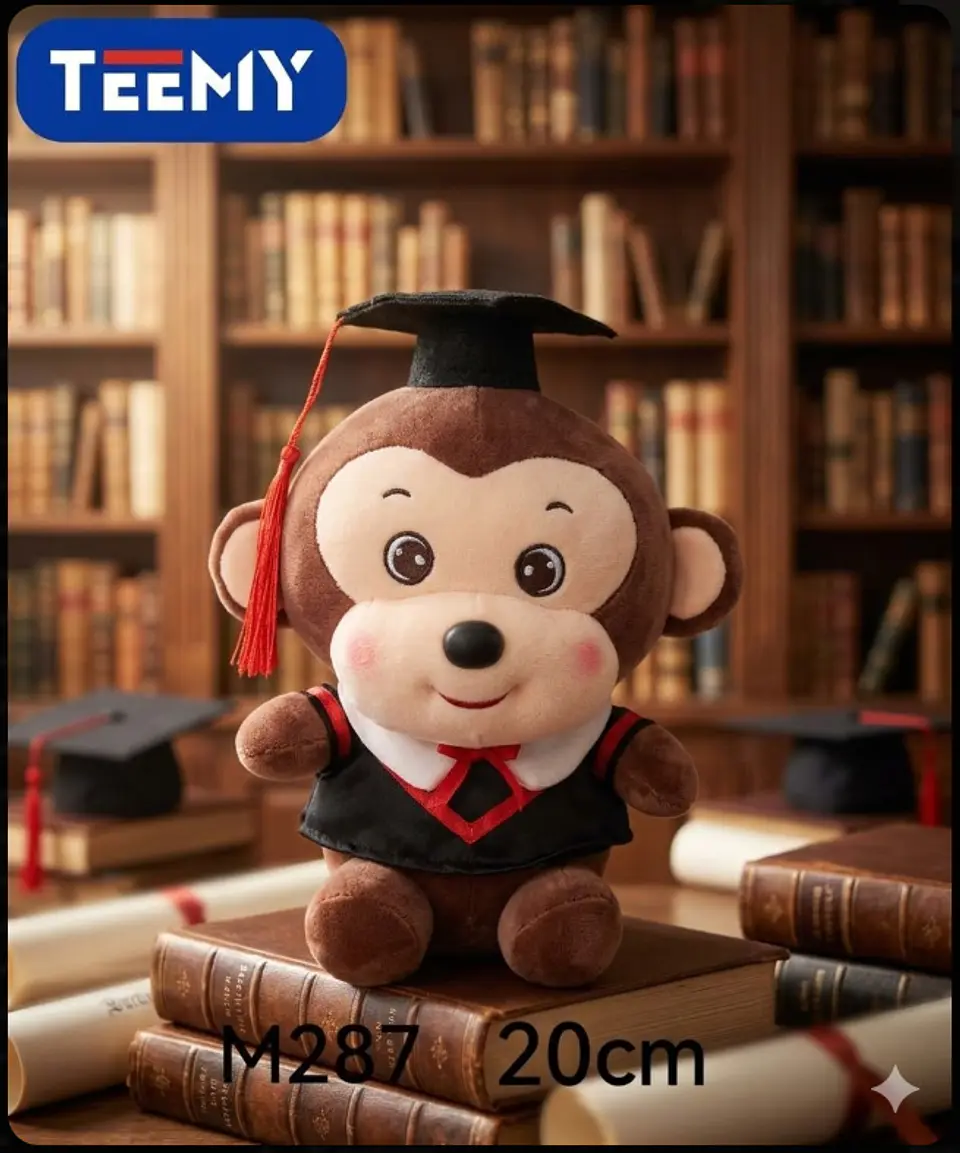PELUCHE MONO 20 CM GRADUACION (LICENTIATURA) , 3 DEL MISMO POR MAYOR  (M287) 1