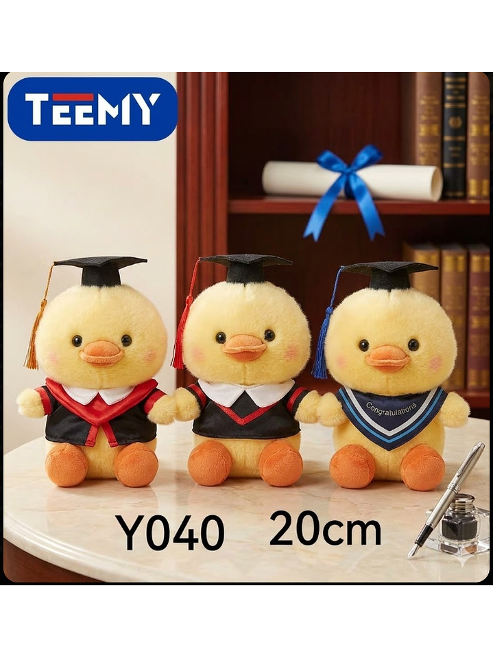 PELUCHE PATO 20 CM GRADUACION (LICENCIATURA), PRECIO PUBLICADO ES AL POR MAYOR Y DEBEN SER 3 UNIDADES DEL MISMO  1