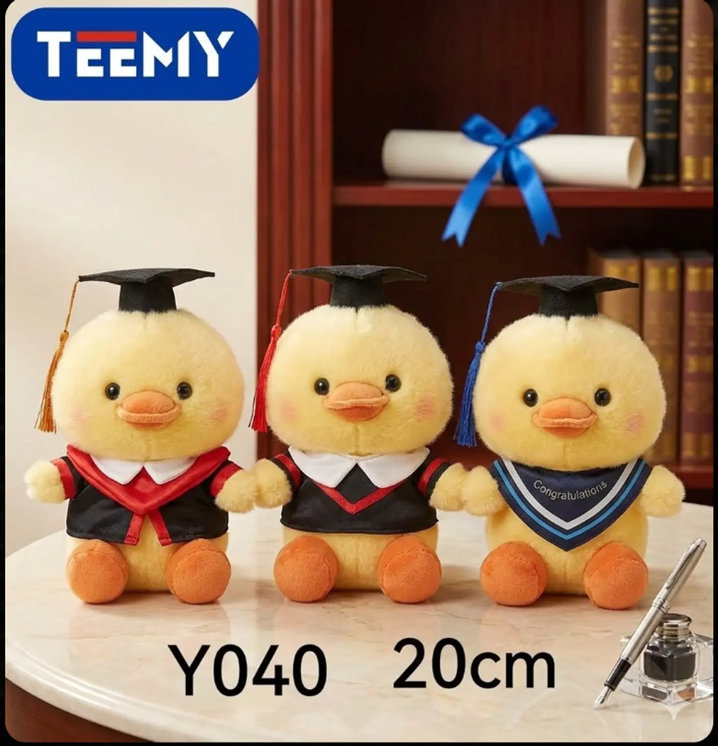 PELUCHE PATO 20 CM GRADUACION (LICENCIATURA), 3 DEL MISMO POR MAYOR  (Y040) 1