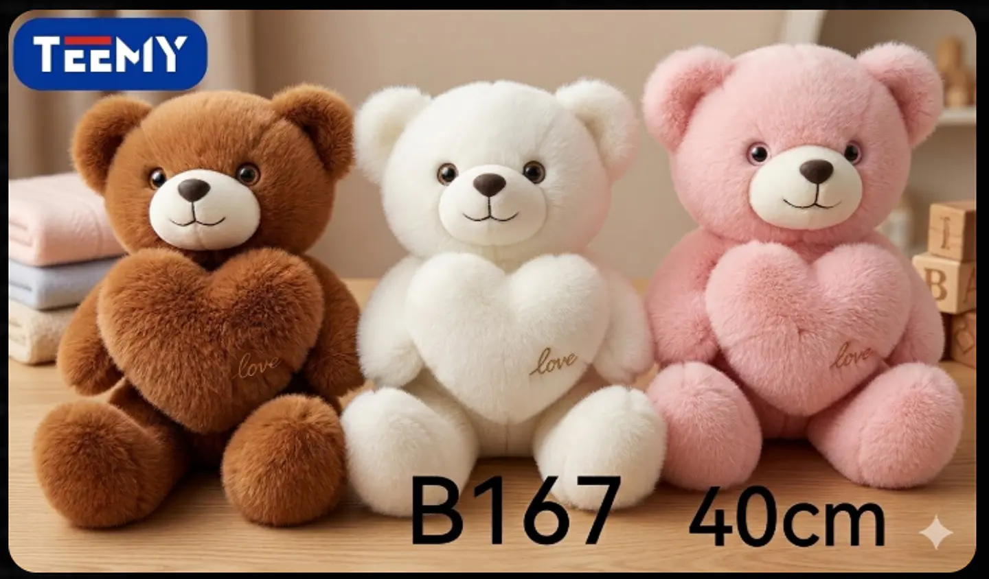 PELUCHE OSO 40 CM, 3 DEL MISMO POR MAYOR  (B167) 1