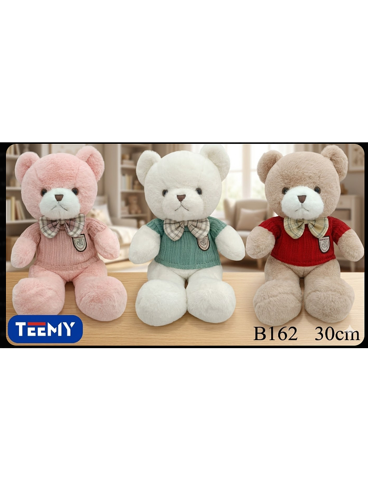 PELUCHE OSO 30 CM, PRECIO PUBLICADO ES AL POR MAYOR Y DEBEN SER 3 UNIDADES DEL MISMO  1