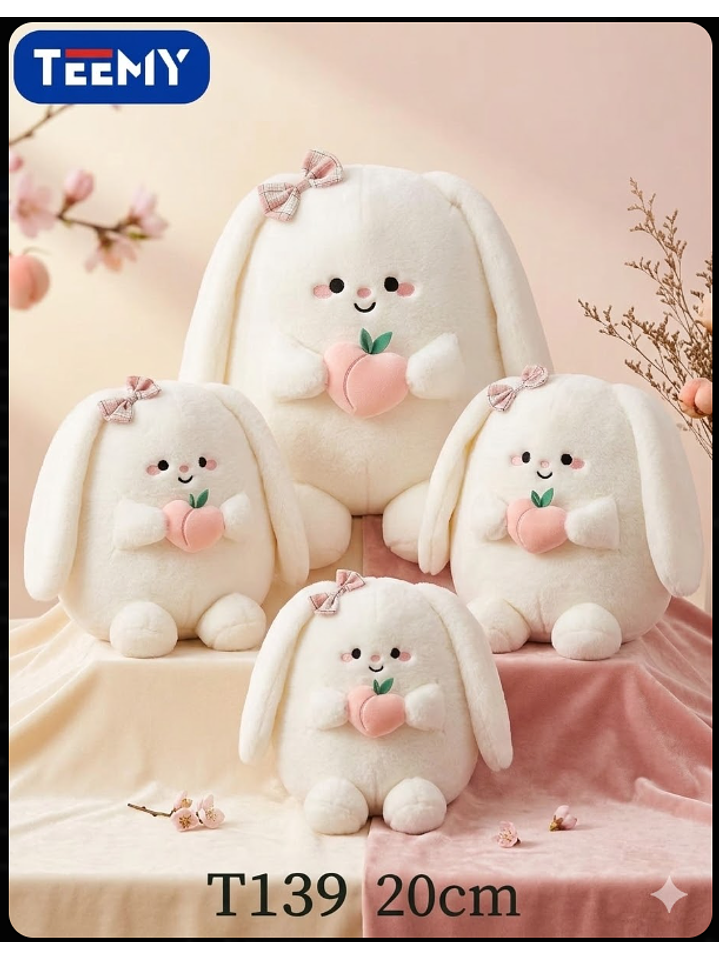 PELUCHE CONEJO CON FRESA 20 CM , PRECIO PUBLICADO ES AL POR MAYOR Y DEBEN SER 3 UNIDADES DEL MISMO  1