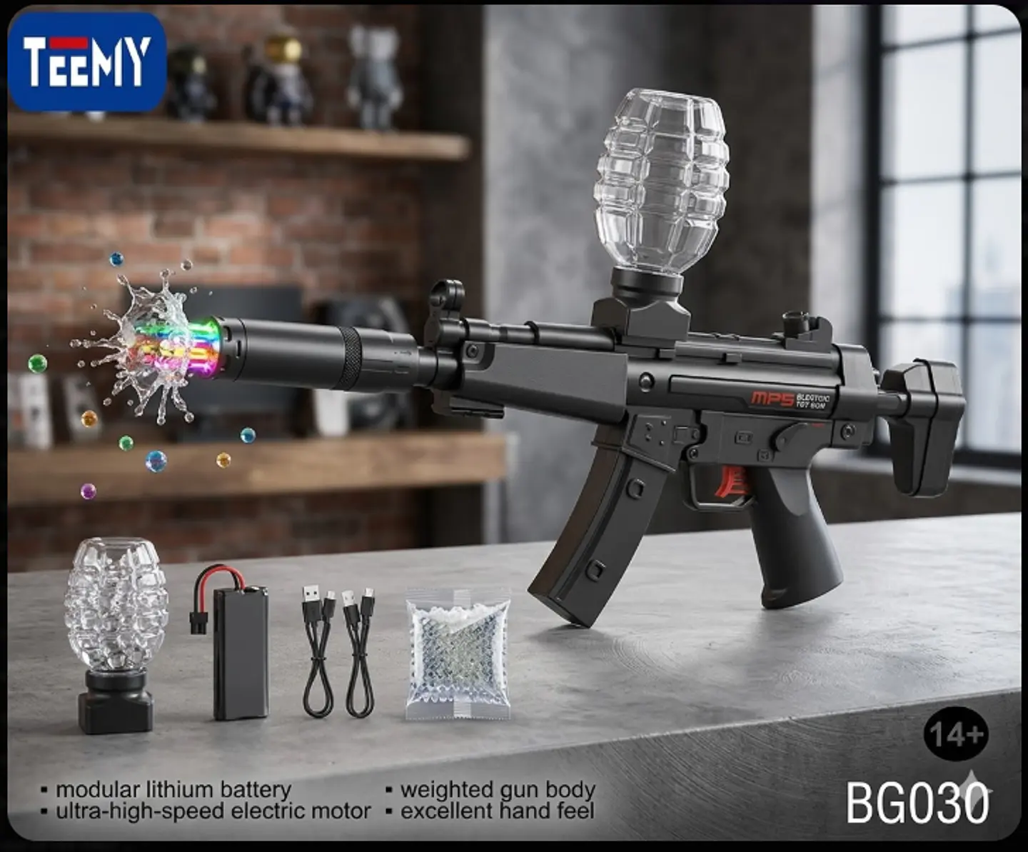 PISTOLA DE HIDROGEL CON LUCES, 3 DEL MISMO POR MAYOR  (BG030) 1