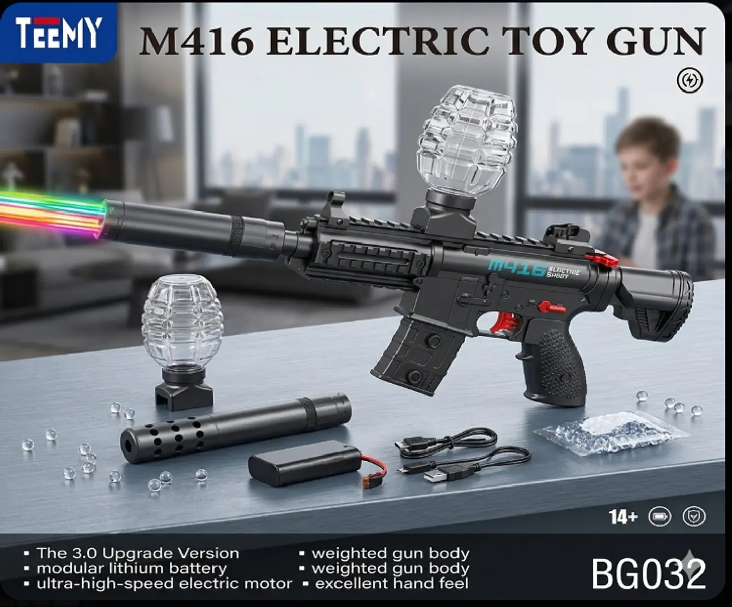 PISTOLA HIDROGEL A BATERIA CON LUCES , 3 DEL MISMO POR MAYOR   (BG032) 1