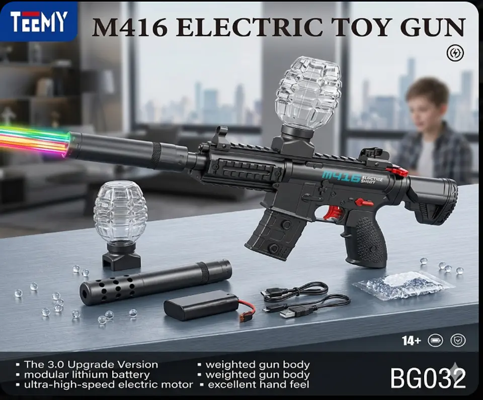 PISTOLA HIDROGEL A BATERIA CON LUCES , 3 DEL MISMO POR MAYOR   (BG032) 1