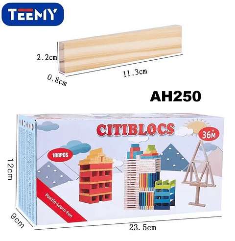 BLOQUES MADERA 100 PIEZAS  , 3 DEL MISMO POR MAYOR  (AH250)