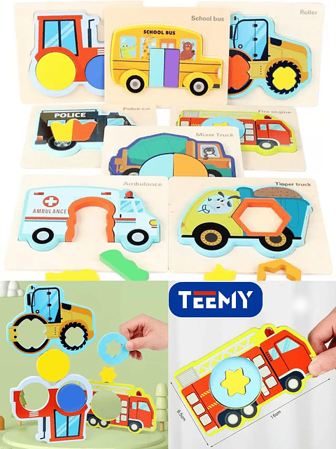 PUZZLE DIDACTICO MADERA PAQUETE 12 PIEZAS 