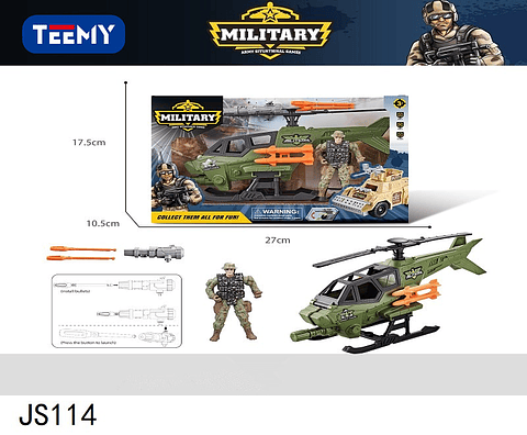 HELICOPTERO MILITAR CON ACCESORIOS, 3 DEL MISMO POR MAYOR  (JS114)