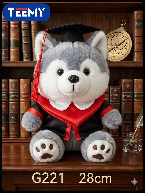 PELUCHE LOBO GRADUACION 28 CM ( LICENCIATURA), 3 DEL MISMO POR MAYOR (G221)