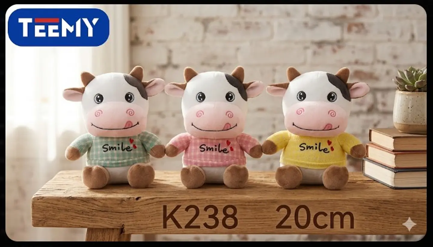 PELUCHE VACA 20 CM, 3 DEL MISMO POR MAYOR (K238) 1