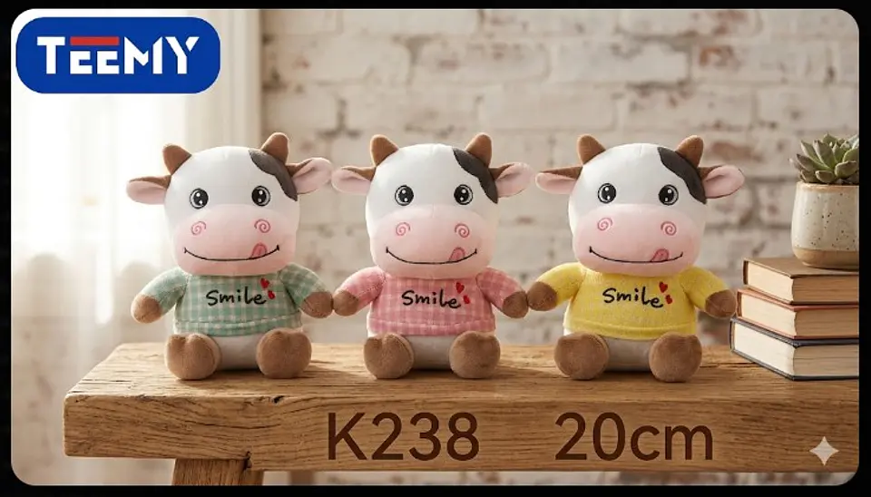 PELUCHE VACA 20 CM, 3 DEL MISMO POR MAYOR (K238) 1