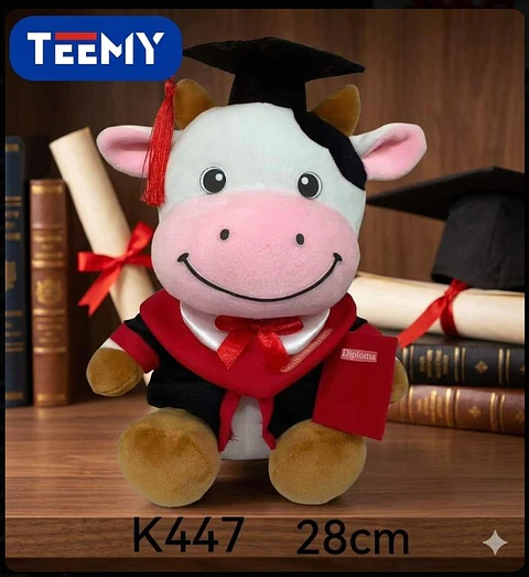 PELUCHE VACA 20 CM GRADUACION (LICENCIATURA), 3 DEL MISMO POR MAYOR (K447)