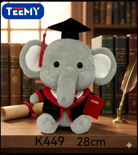 PELUCHE ELEFANTE 28 CM GRADUACION (LICENCIATURA), 3 DEL MISMO POR MAYOR (K449)