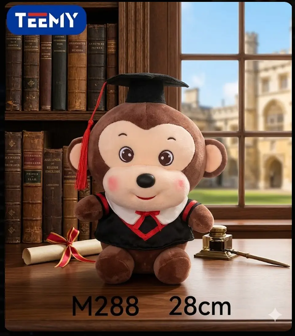 PELUCHE MONO 28 CM GRADUACION (LICENCIATURA), 3 DEL MISMO POR MAYOR (M288) 1