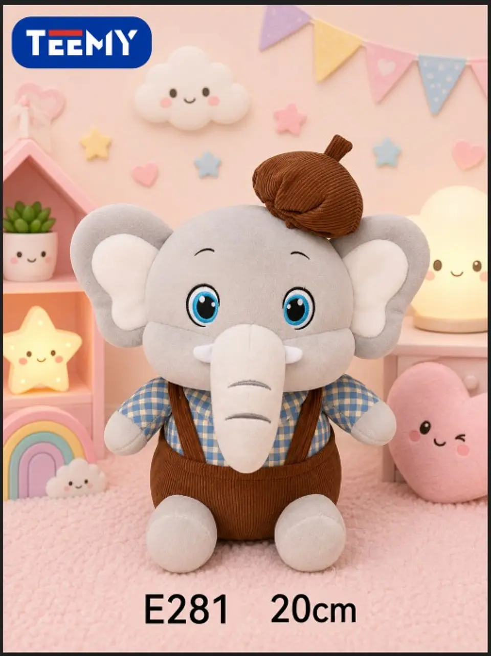 PELUCHE ELEFANTE 20 CM, 3 DEL MISMO POR MAYOR  (E281) 1