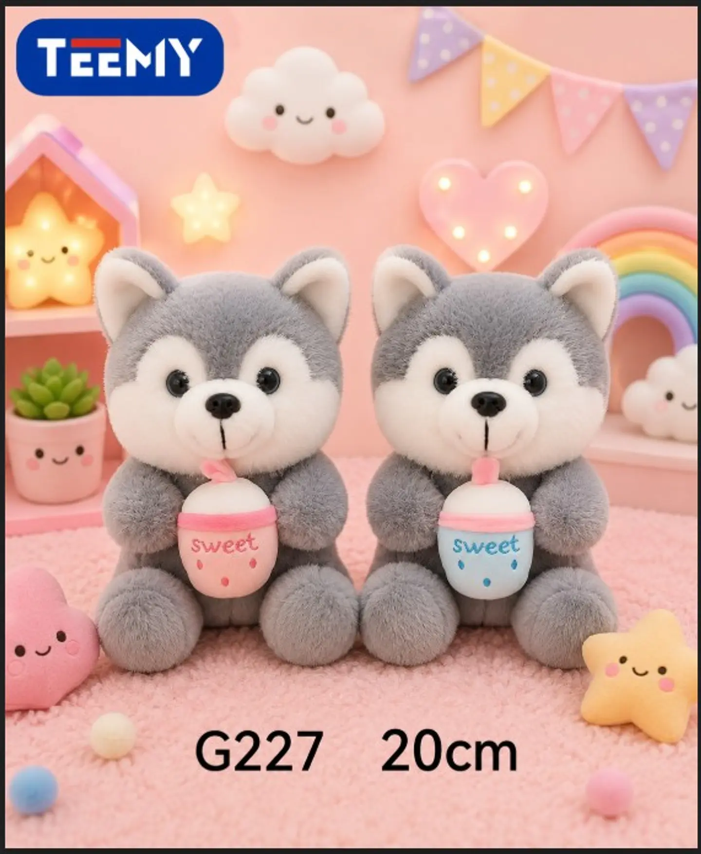 PELUCHE LOBO 20CM, 3 DEL MISMO POR MAYOR  (G227) 1